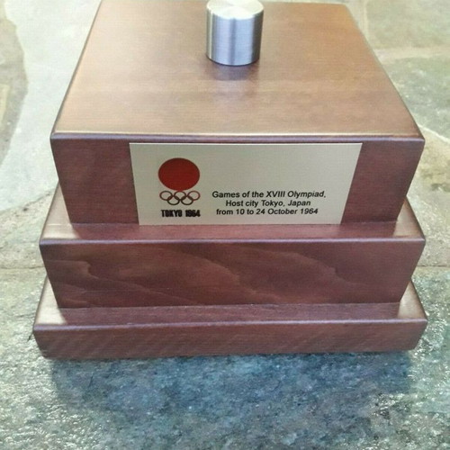 Wooden base for Olympic torch Tokyo 1964 new