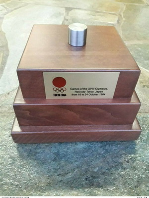 Wooden base for Olympic torch Tokyo 1964 new