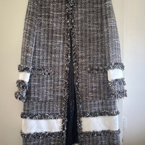 Notalone coat new, light boucle with white stripes, size S