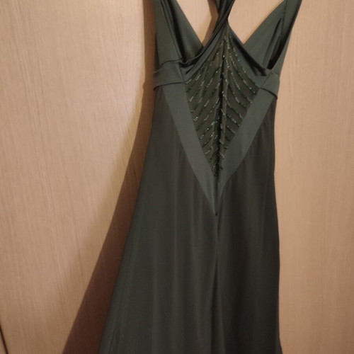 Silk dress Veloudakis with back transparency, like new, green, XS