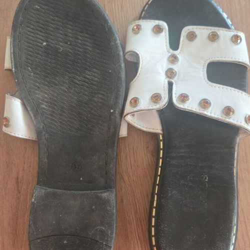Haralas flip flops with strass used, size 37, white