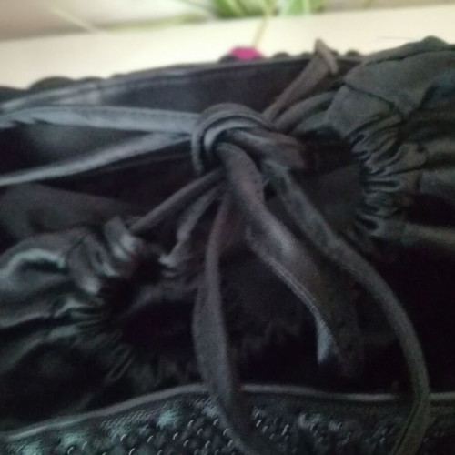 Gai Mattiolo shoulder bag used black beaded embroidery satin