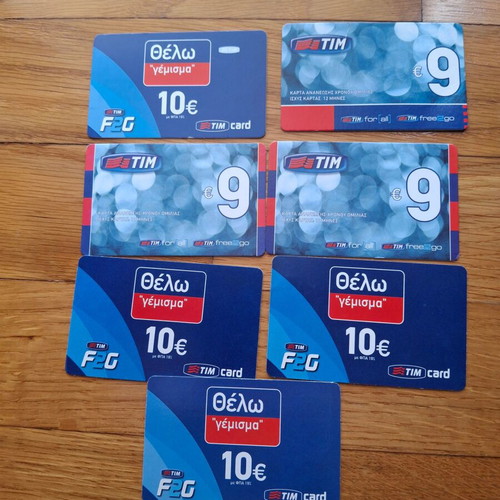 Mobile phone cards used, pack of 93, Tim-Telestet-Wind-Cosmote-Q-Telecom-Vodafone