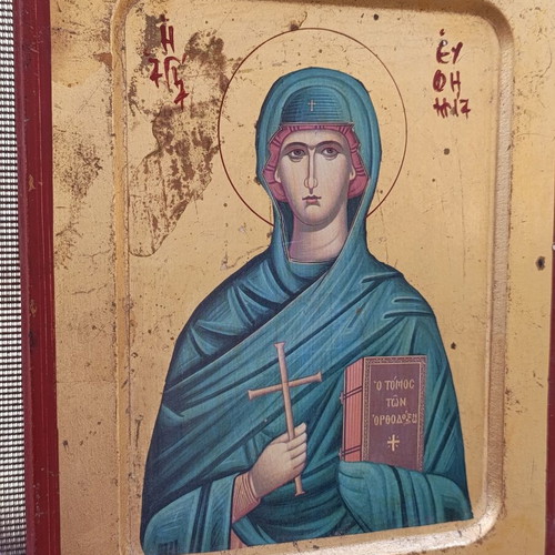 Vintage icon of Saint Euphemia 23x19 cm