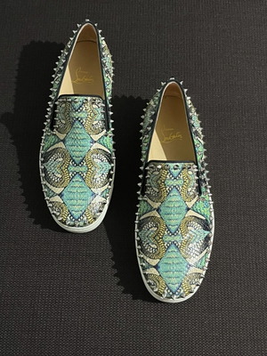 Christian Louboutin Python Slip-On Sneakers like new, size 40.5, green/blue