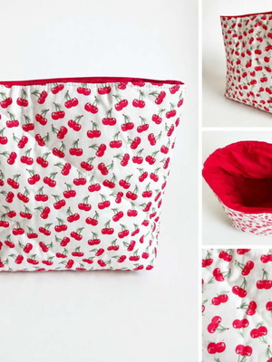 Fabric toiletry bag new with cherry pattern