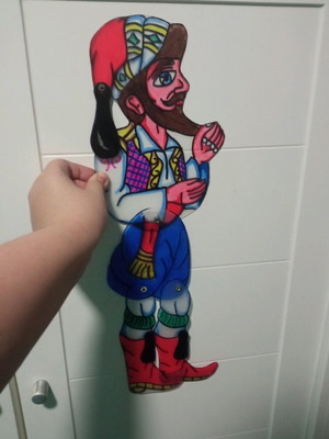 Karagiozis Figure Hatziyiavatis New, 45 cm Tall, Taper Material