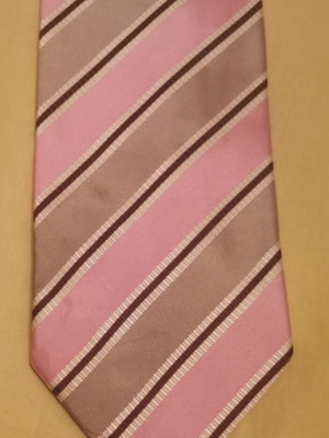 Manetti tie like new, pink with gray stripes