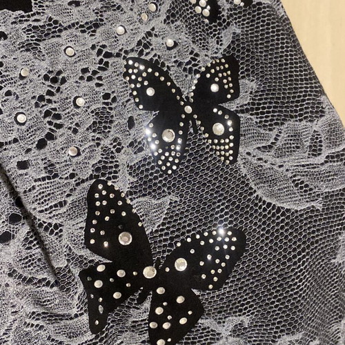 Anais blouse like new, black, decorated with butterflies and rhinestones