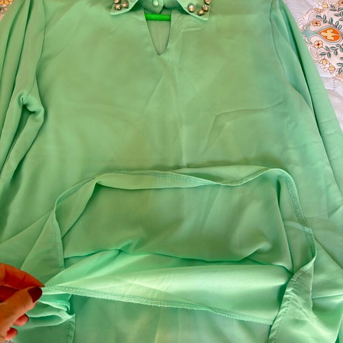 Women’s blouse small pistachio green like new with rhinestones