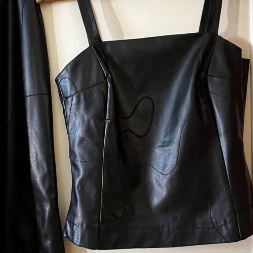 Leather pants and top made to order, size S, black
