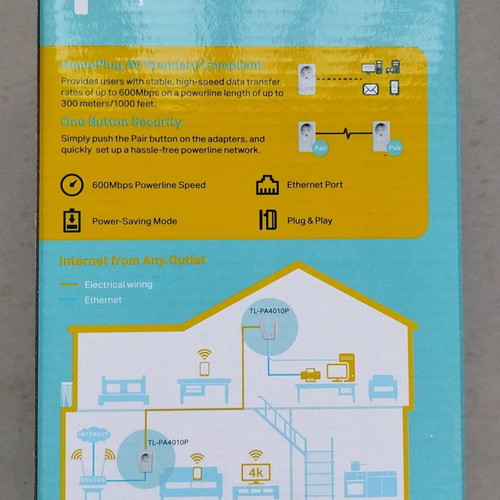 TP-Link TL-PA4010P AV600 Passthrough Powerline KIT like new