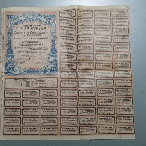 Municipal Loan Bond of City of Paris 1898 used