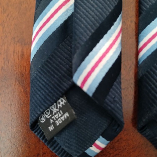 Bonaparte tie used, Italian made, 100% microfiber, blue with stripes