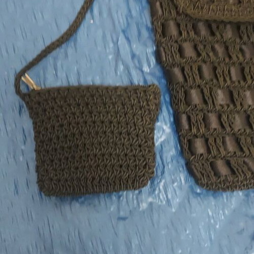 Knitted women's crossbody bag black like new with coin purse