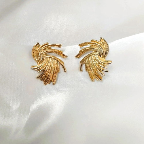 Twisted swirl earrings gold color new