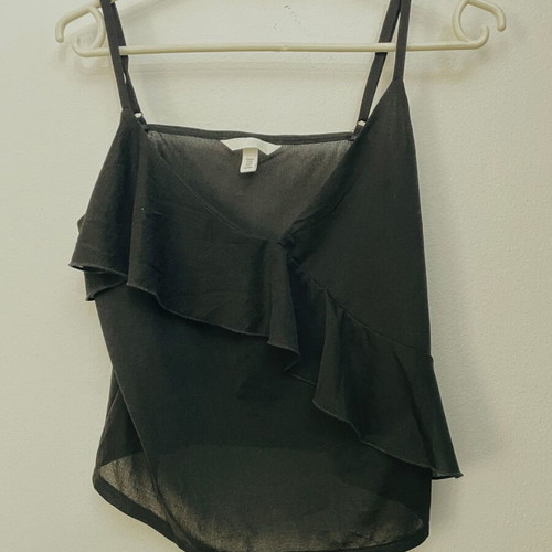 H&M Black Top with Straps and Ruffle like new, size M