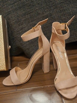Second Lady sandals size 39, beige suede with high block heel