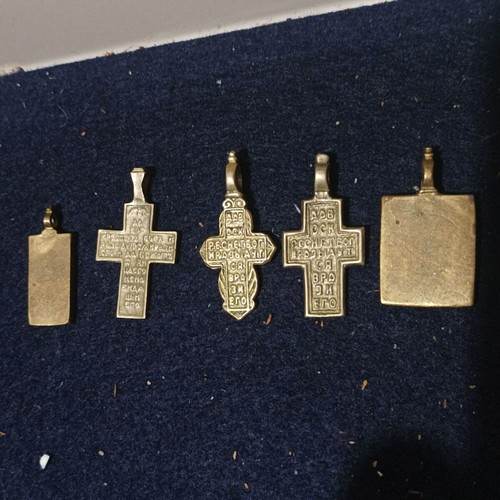 Ρωσικά χάλκινα σταυρουδάκια και εικονίτσες, σετ 5