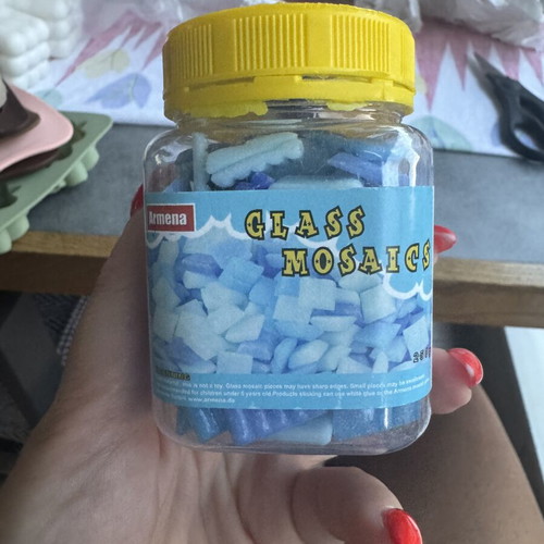 Glass Mosaic Pieces like new, blue and white for DIY crafts