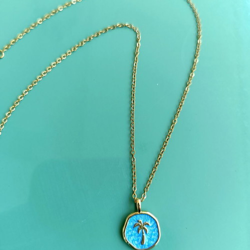 Stainless Steel Necklace with Palm Tree Design new