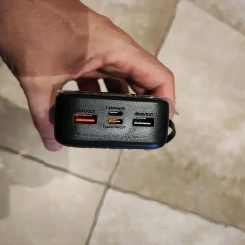 Powerbank 20000mAh black compact new with built-in charging cables