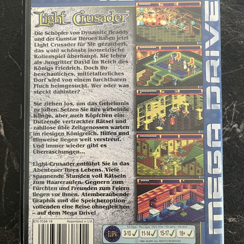 Sega Mega Drive Light Crusader game used, complete with manual