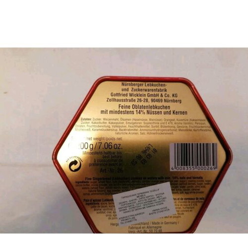 Gottfried Wicklein GmbH & Co Nurnberger Lebkuchen metal tin