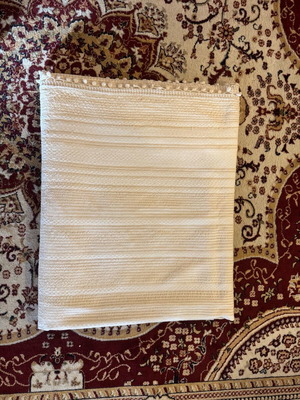 Wool woven with knitted lace like new