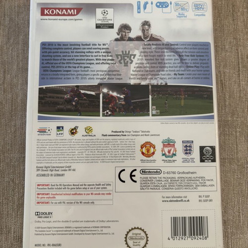 PES 2010 Nintendo Wii game used, English version