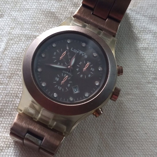 Lofty's Unisex Watch with Day Indicator and Metal Bracelet like new, brown