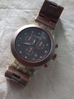Lofty's Unisex Watch with Day Indicator and Metal Bracelet like new, brown