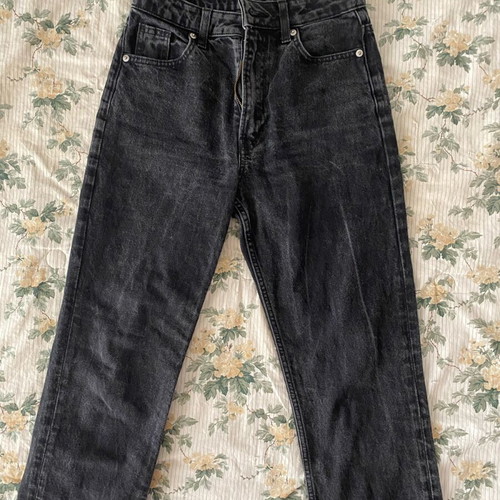 Women's high waisted denim jeans small like new, black and grey