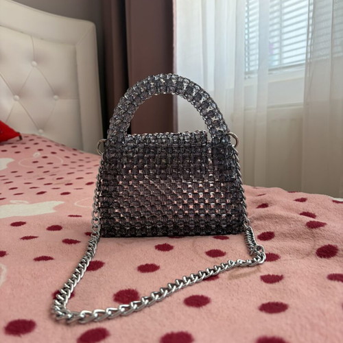 Handmade beaded bag new, gray
