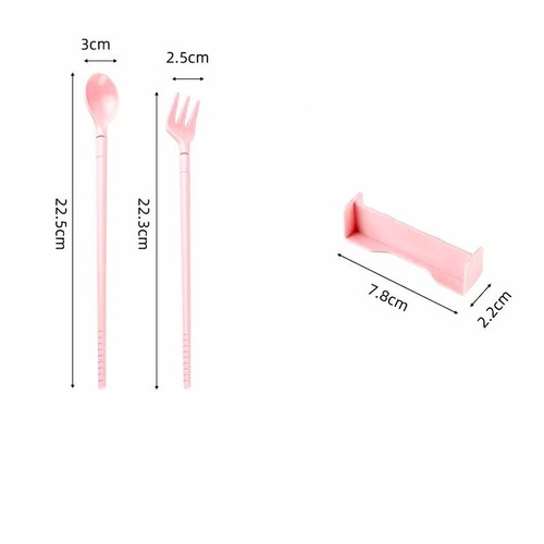 Lunch box modern 750ml with 2 containers and cutlery pink new
