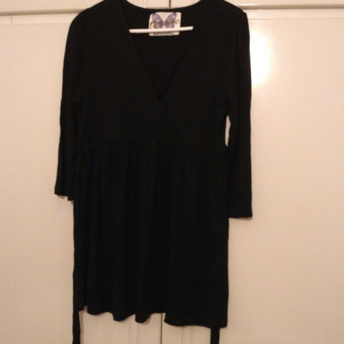 Women's V-neck long blouse used, black, one size