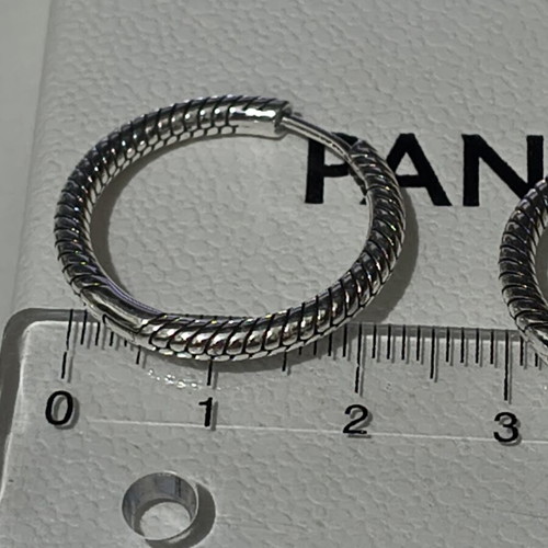 Pandora silver hoop earrings like new with engraved logo