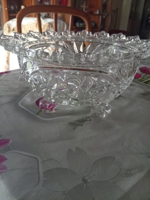 Crystal punch bowl luxury, new, diameter 21cm with carved feet