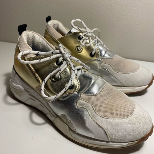 Sneakers with Low Heel Size 39 Used, Gold and Silver