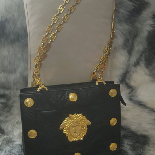 Gianni Versace vintage black leather shoulder bag used