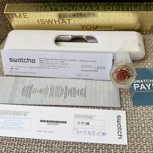 Swatch MY Time Golden Jelly Unisex Watch new, white and gold