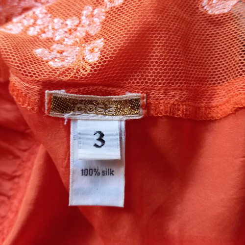 Vintage 90s Dosa silk dress with lace like new, orange