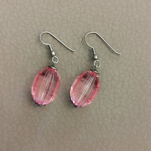 Earrings like new, pink and silver without clasp