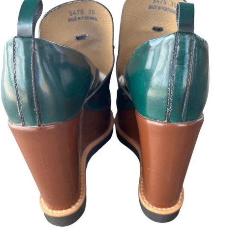 Filipe Sousa women's platform shoes new, size 36, brown and green