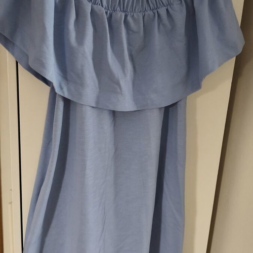 H&M off-shoulder summer dress, blue, size S