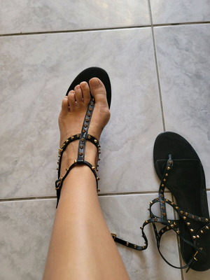Zara sandals size 41 like new, black with gold studs