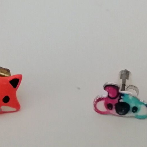 Children's earrings new, pack of eight pairs with animal designs