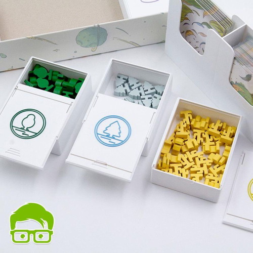 Evergreen board game organizer with Pines & Cacti expansion, new
