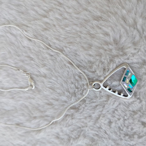 Sea Breeze mosaic necklace handmade with silver plating
