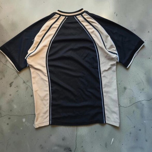 Adidas Vintage 90s Football Jersey Style T-Shirt, Black Beige, Large